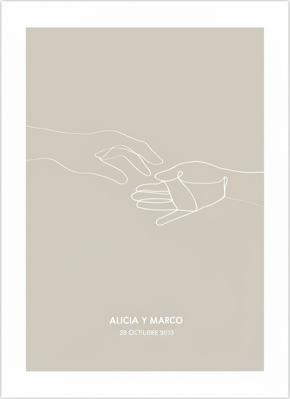 Poster personalizable manos minimalistas que alcanzan - TenVinilo