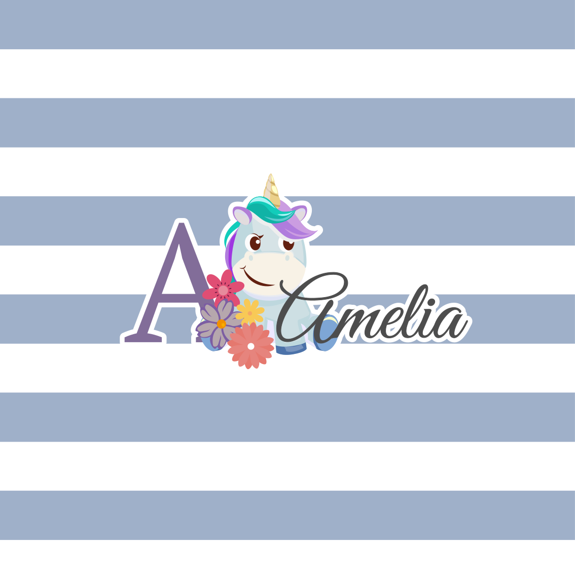 Poster personalizable diseño de unicornio personalizado - TenVinilo