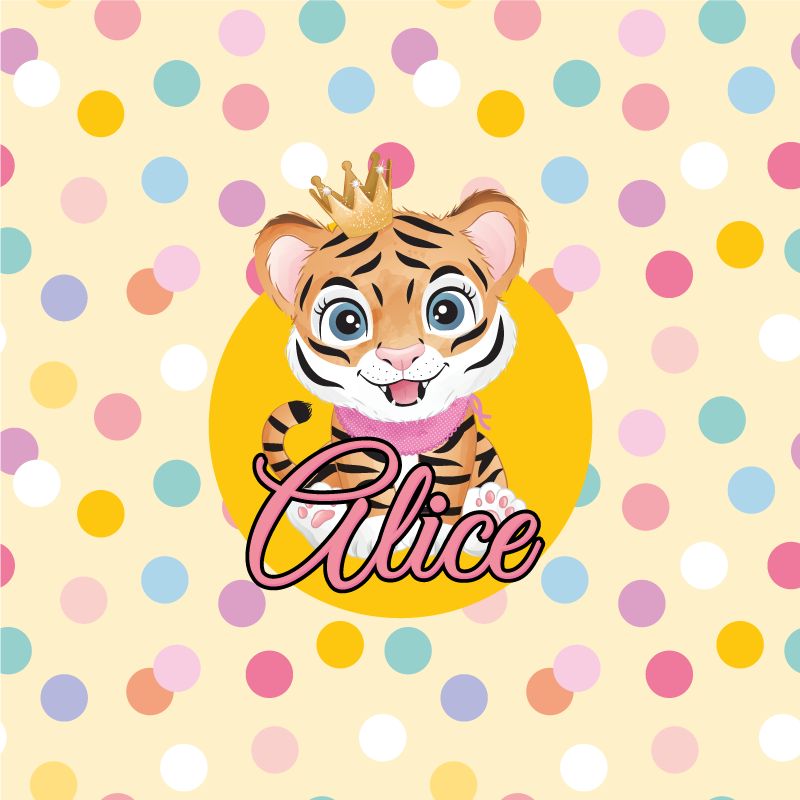Poster personalizable personaje de tigre adorable - TenVinilo