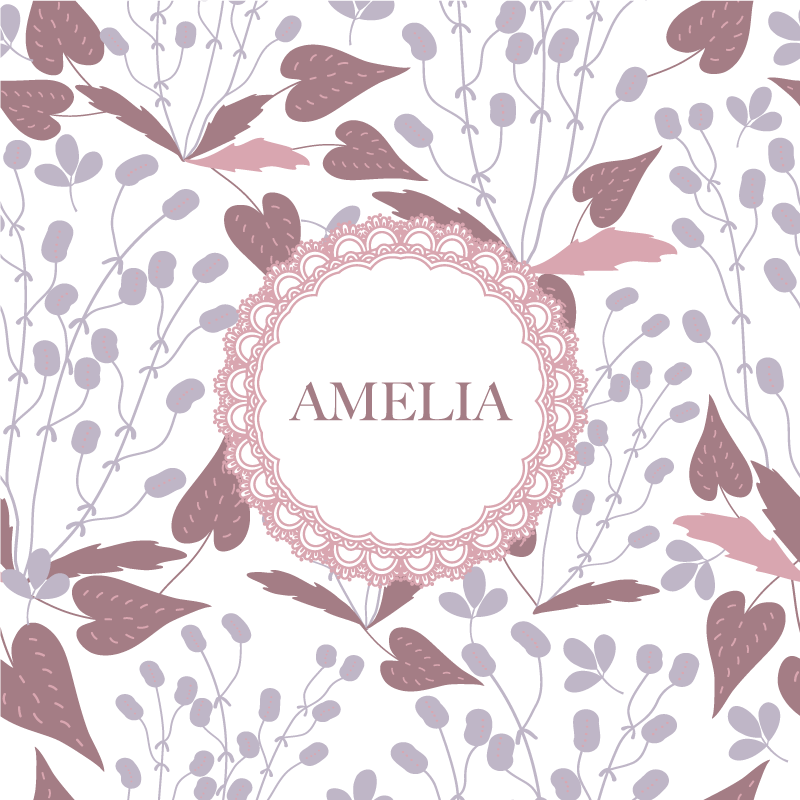 Poster personalizable diseño floral de nombre - TenVinilo