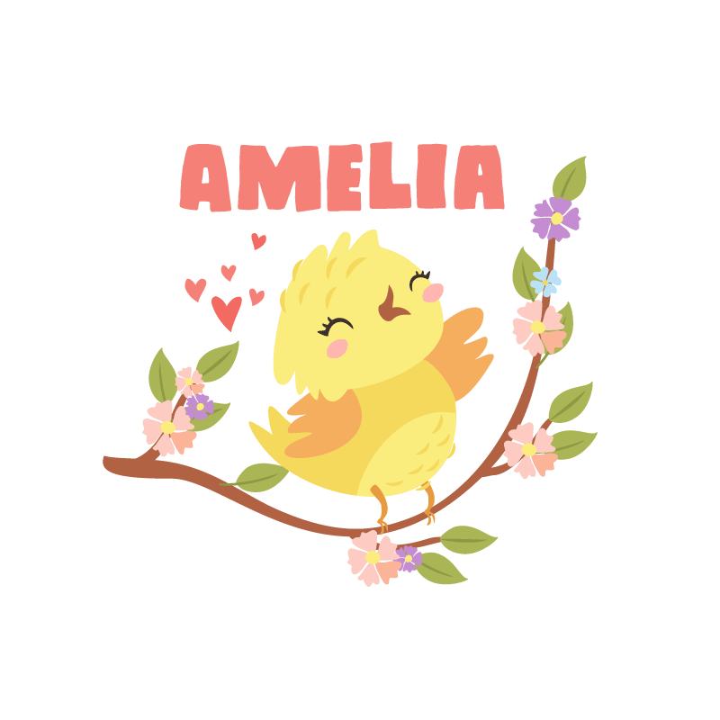 Poster personalizable pájaro amarillo alegre - TenVinilo