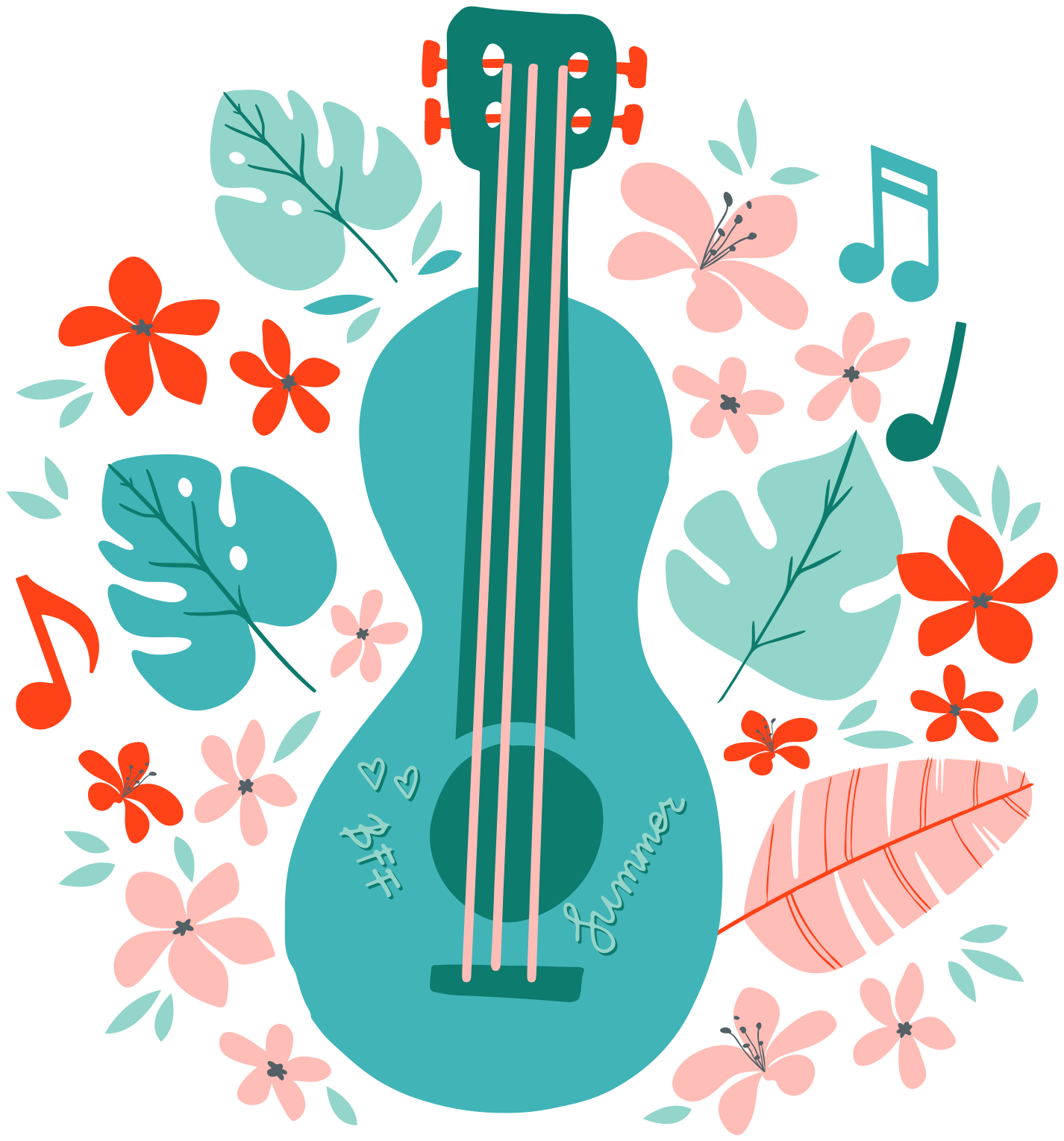 Poster musicales guitarra con flores - TenVinilo