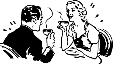 Poster vintage vinilo decorativo pareja café - TenVinilo