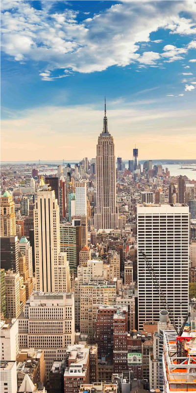 Poster paisaje vinilo puerta rascacielos nueva york - TenVinilo