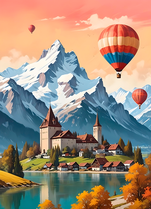 Poster paisaje chateau d'oex - TenVinilo