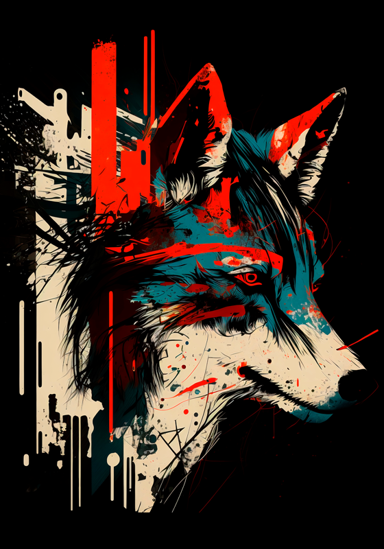 Poster arte lobo abstracto - TenVinilo