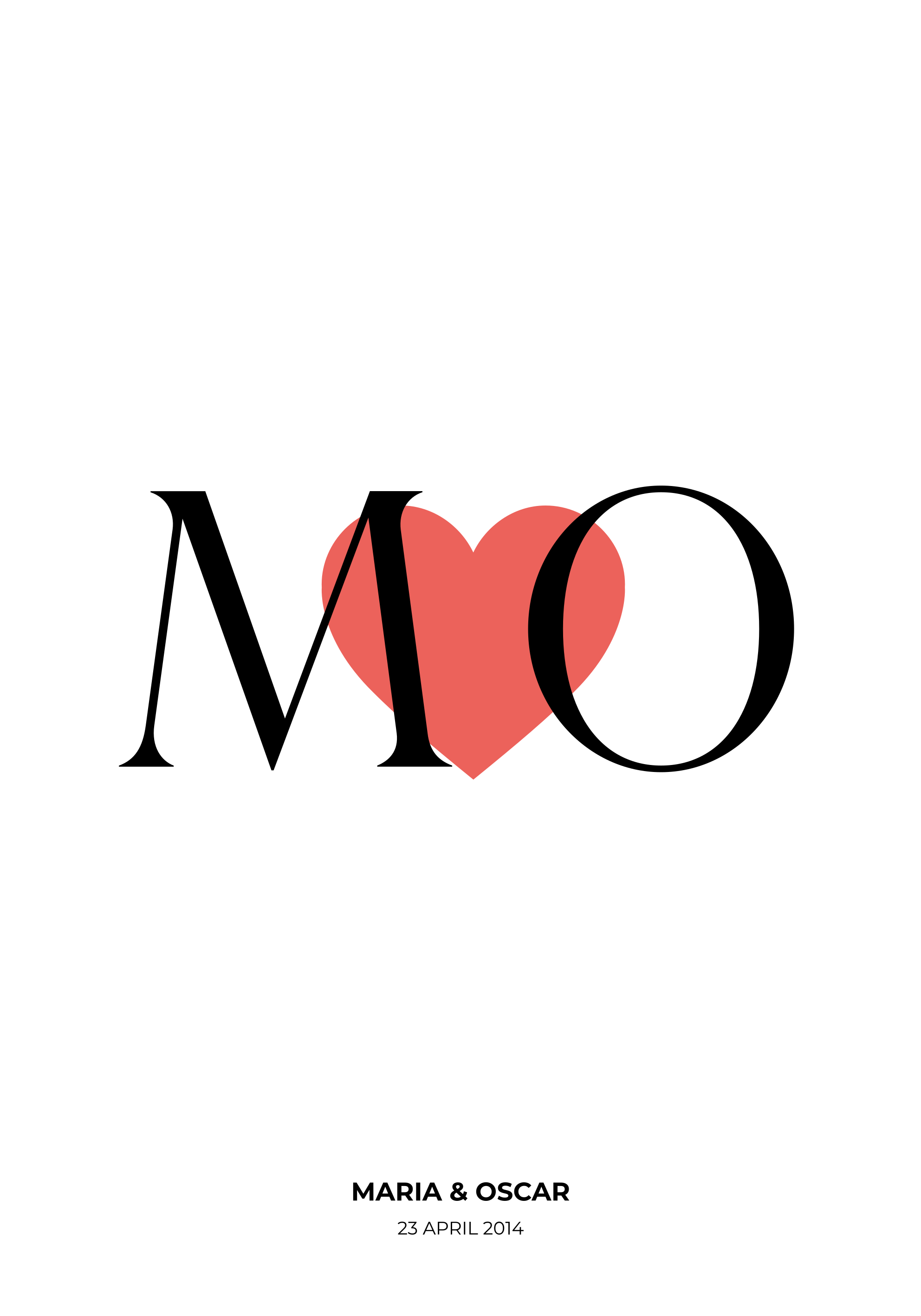 Iniciales amor personalizado cartel personalizable - TenVinilo