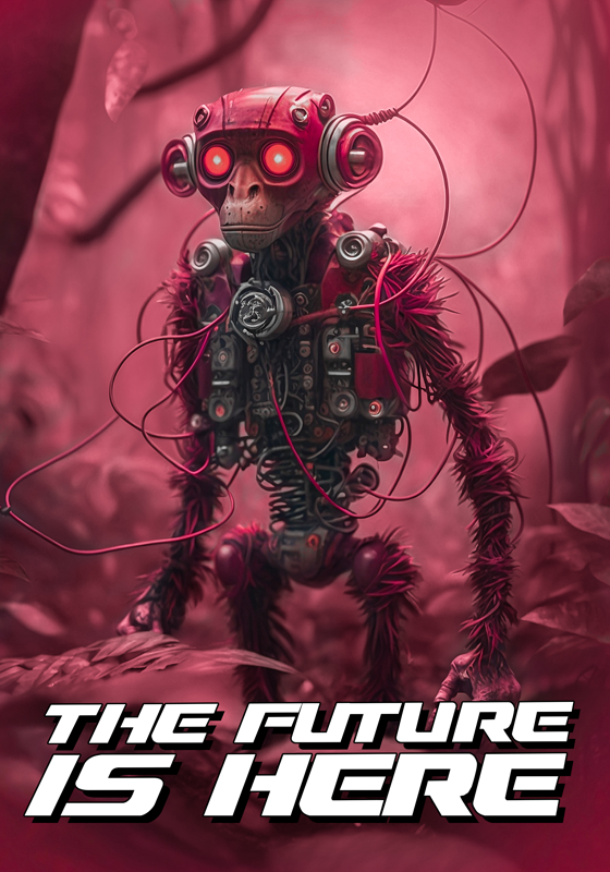 Poster habitación juvenil mono robot - TenVinilo