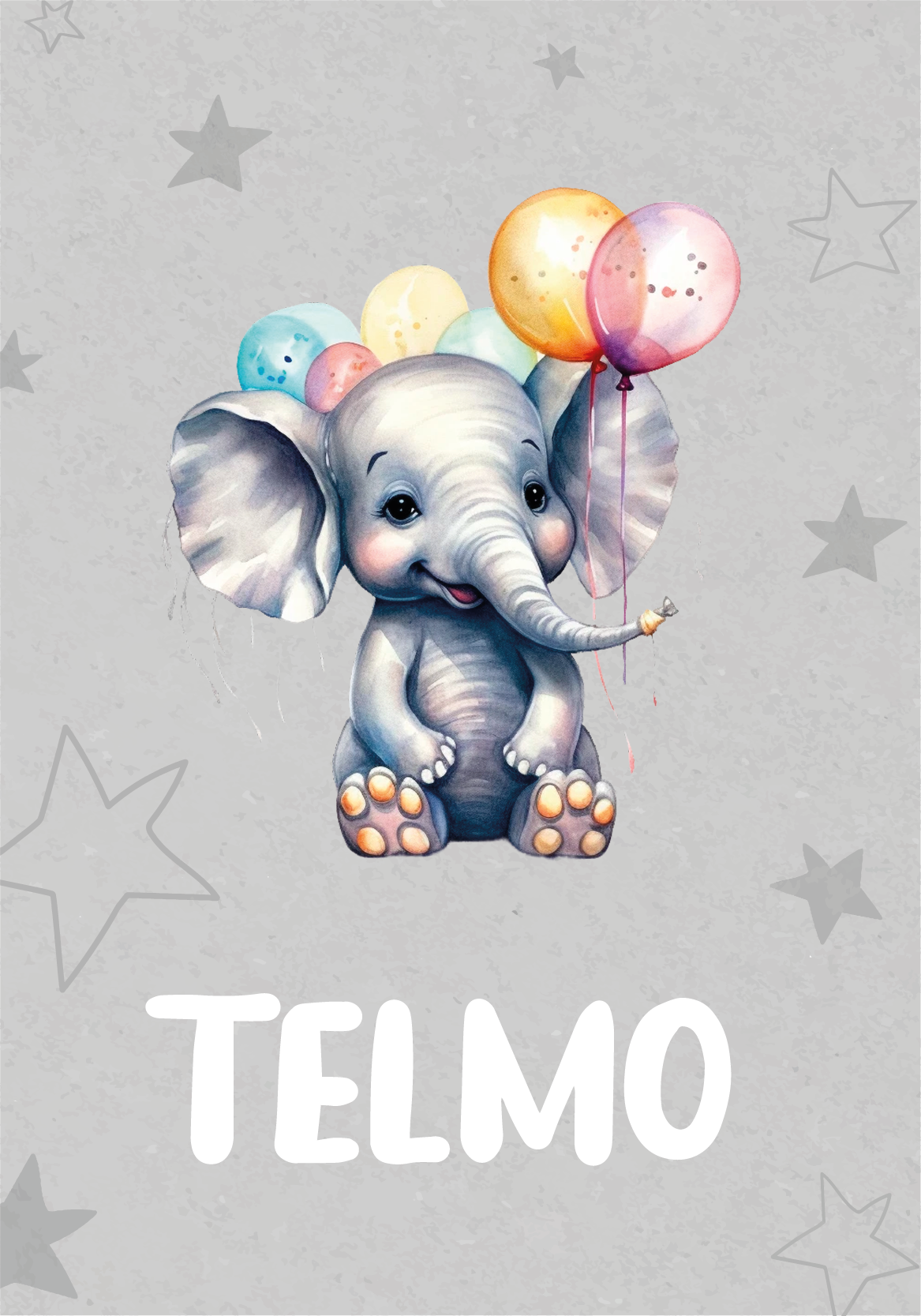 Poster animales elefante bebe con globos - TenVinilo