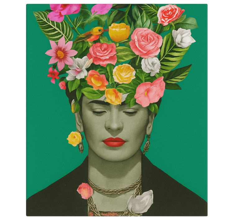 Cuadro artístico flores coloridas de frida kahlo - TenVinilo