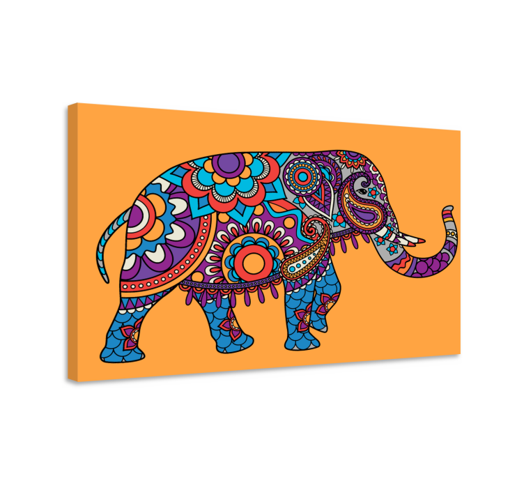 Cuadro elefante Elefante mandala multicolor caminando - TenVinilo