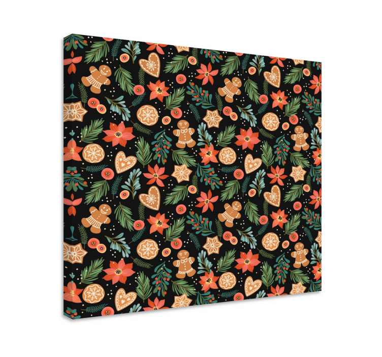 Cuadro animales con patrones navideños de jengibre - TenVinilo