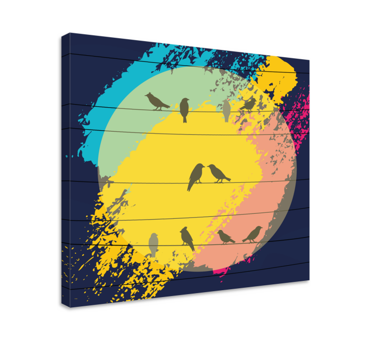 Cuadro aves siluetas circulares retro - TenVinilo