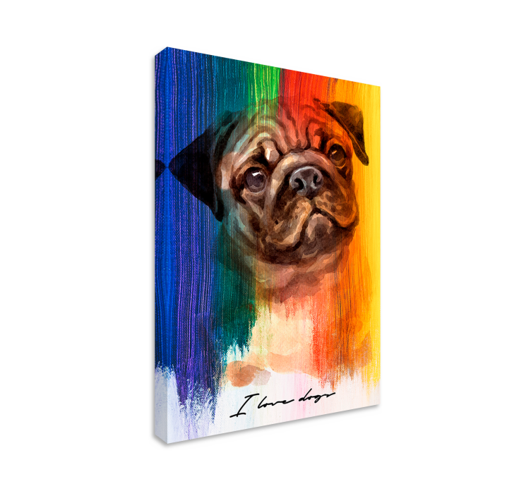 Cuadro perro Pug arcoiris - TenVinilo