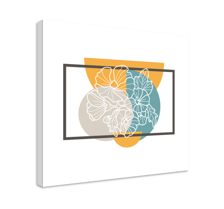 Cuadro de flores ilustración botánica en contorno - TenVinilo