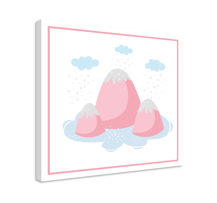 Cuadro infantil Montañas rosadas con gotas de lluvia - TenVinilo