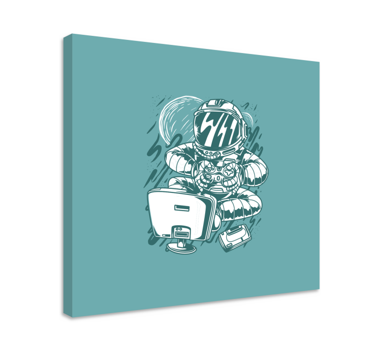 Cuadro decorativo videojuego astronauta jugando diversión - TenVinilo