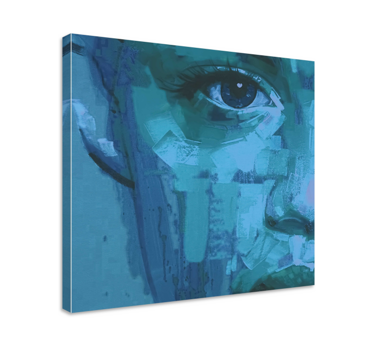 Cuadro moderno Niña pintada de azul - TenVinilo