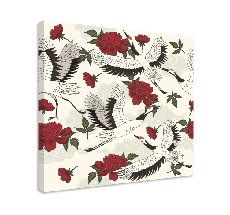 Cuadro de mandala grullas y flores - TenVinilo