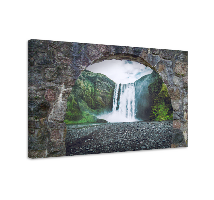 Cuadro 3d Arco con vistas a la cascada - TenVinilo
