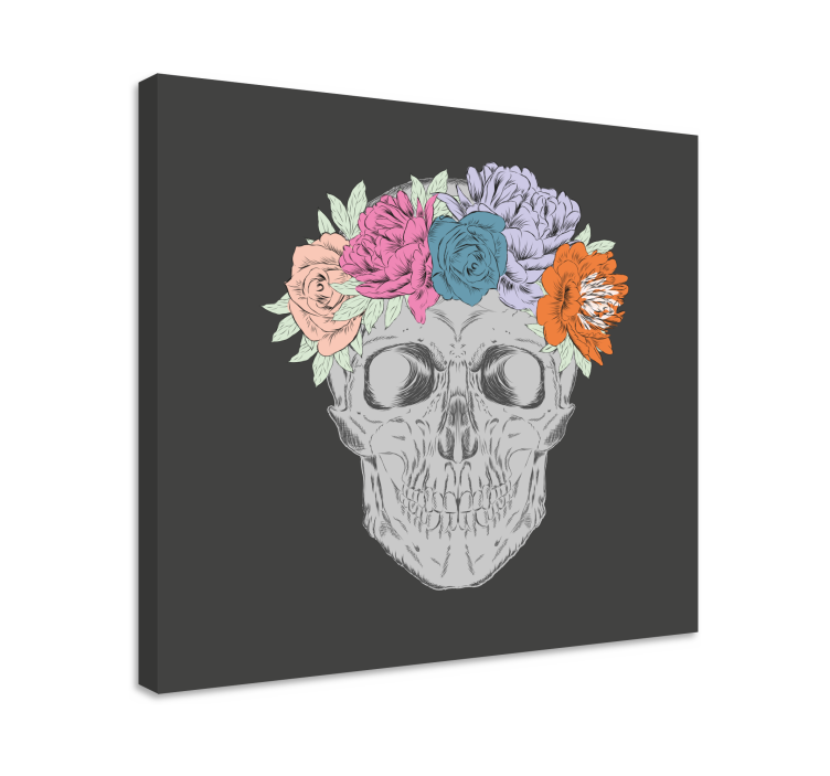 Cuadro de flores Calavera con flores de colores - TenVinilo
