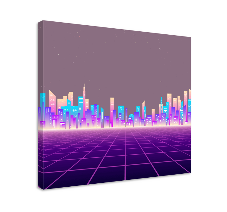 Cuadro vintage 80 ciudad futurista vaporwave - TenVinilo