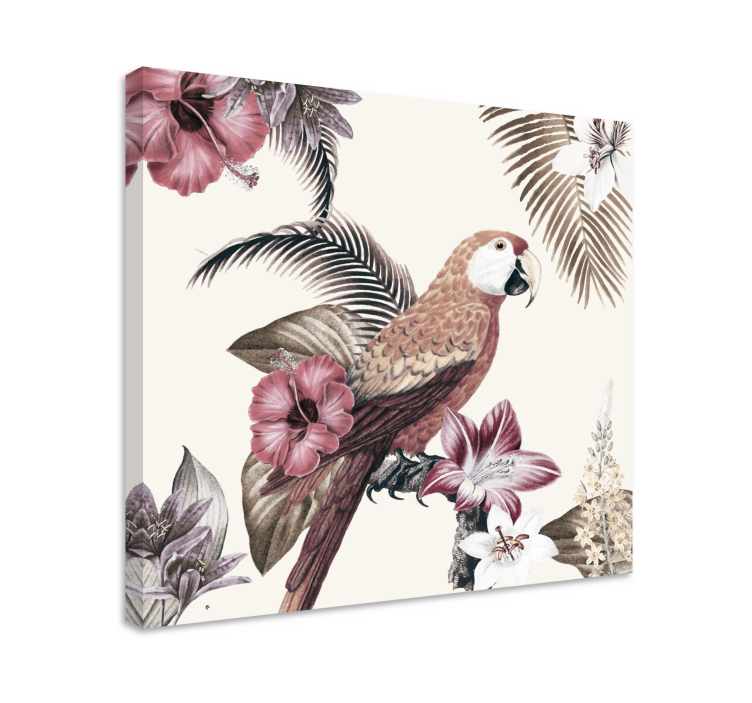 Cuadro aves escena de loro tropical - TenVinilo