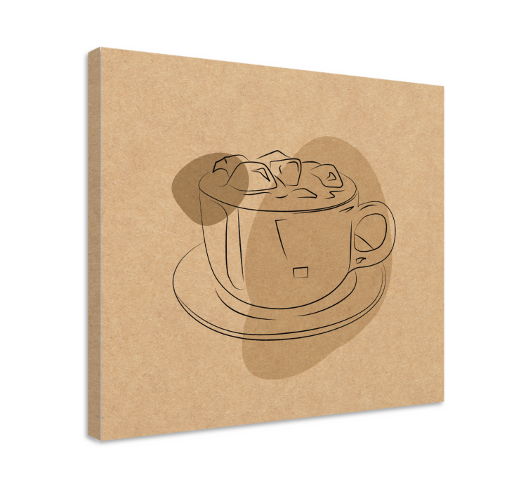 Cuadro flores ilustración de taza de café - TenVinilo