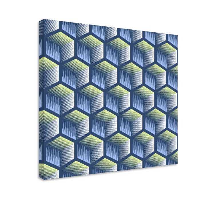 Cuadro figuras geométricas patrón cubo hexagonal - TenVinilo