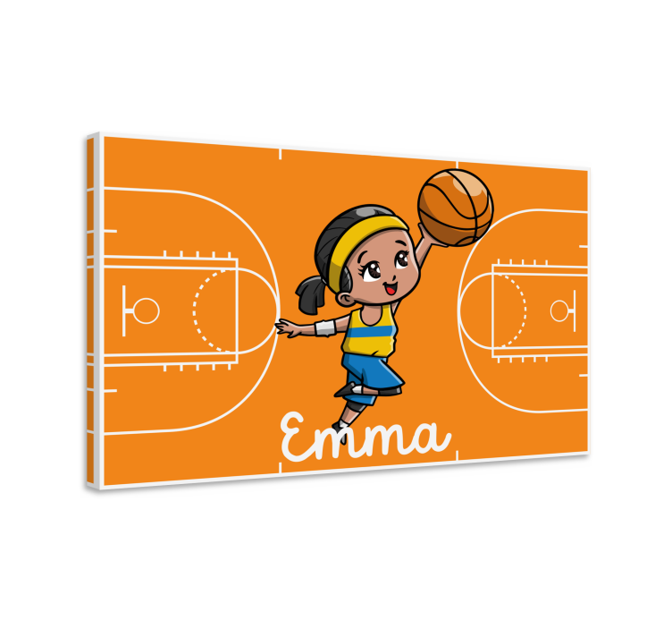 Cuadro personalizable Jugador de baloncesto niña con nombre - TenVinilo