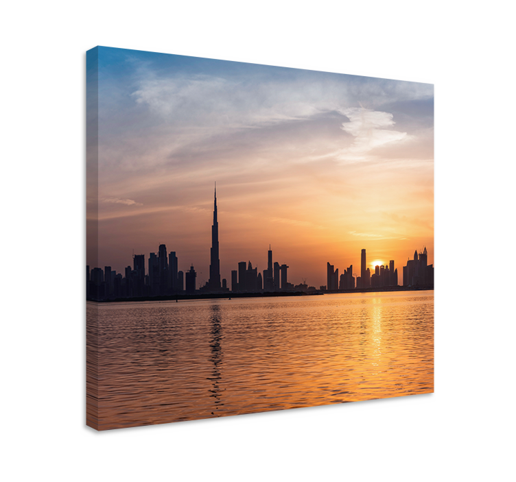 Cuadro ciudades dubai skyline al atardecer - TenVinilo