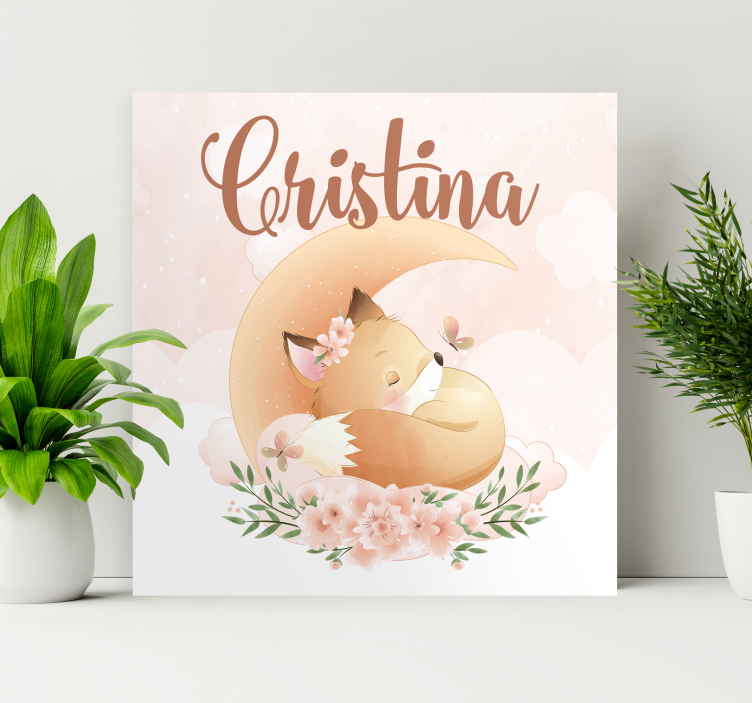 Cuadro personalizable Lindo zorro para niña con nombre - TenVinilo