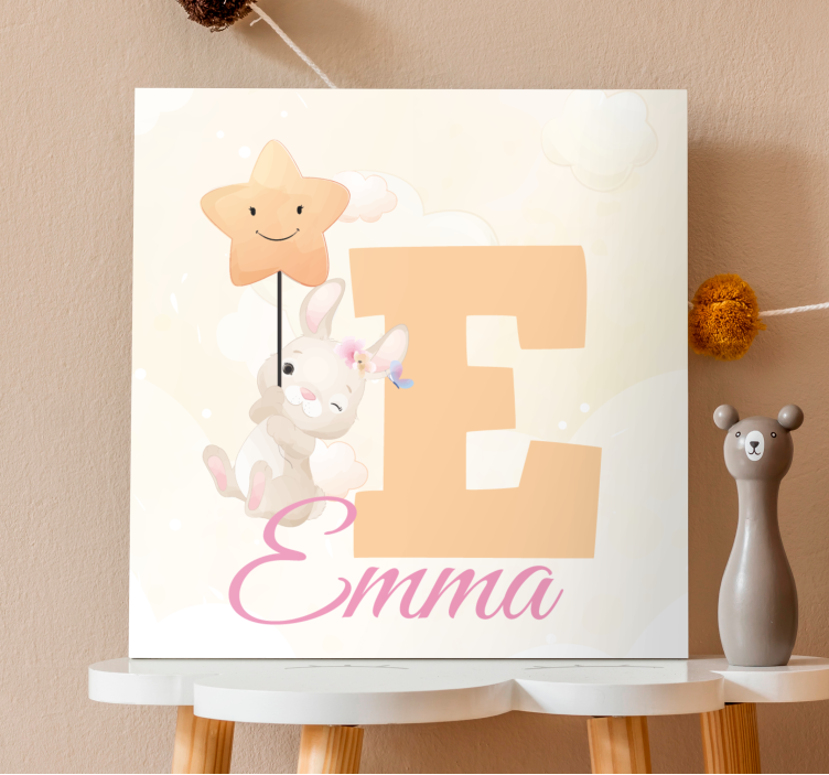 Cuadro 3d conejito feliz sosteniendo estrella - TenVinilo