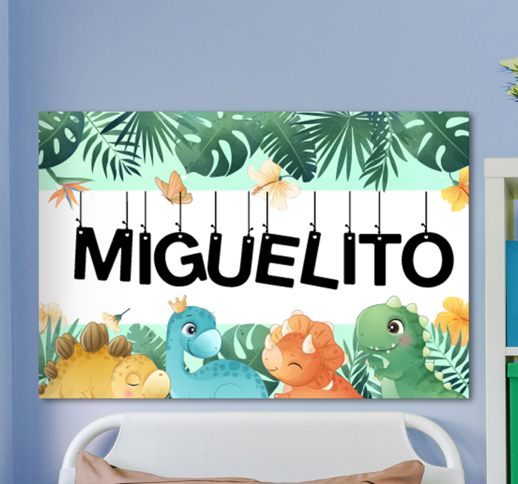 Cuadro caballos escena de dinosaurios adorables - TenVinilo