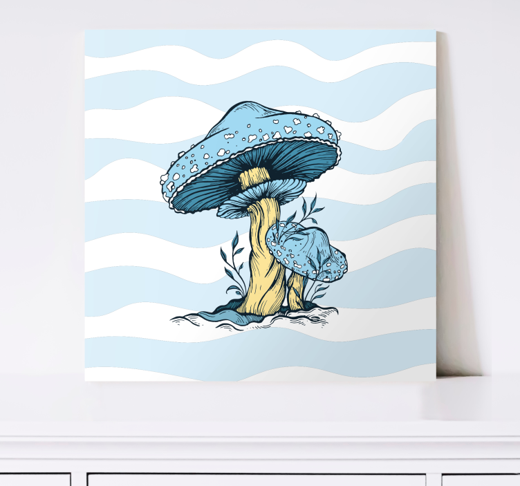 Cuadro para cocina Ilustración de mashroom azul - TenVinilo