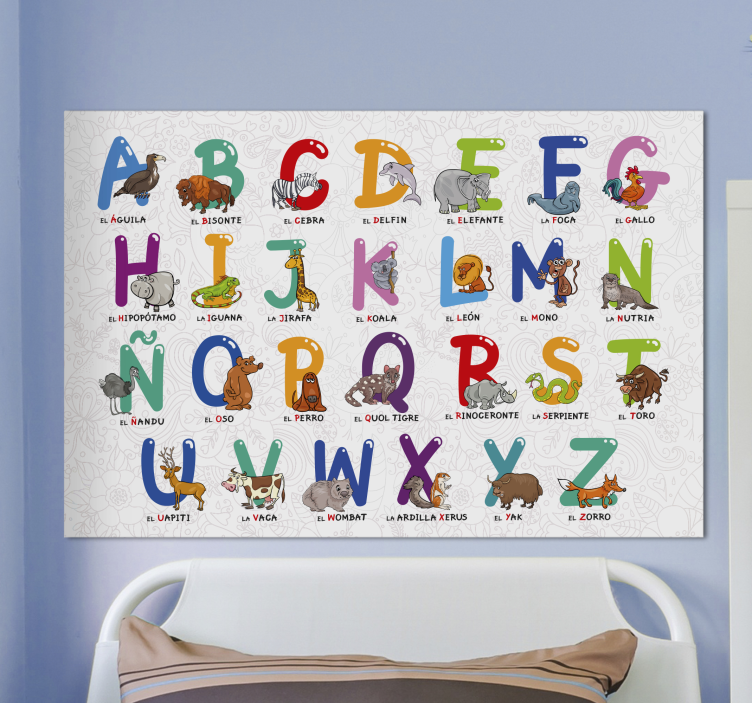 Cuadro abecedario Alfabeto animal - TenVinilo