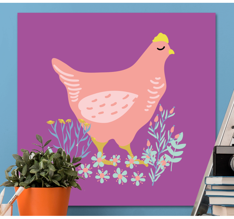 Cuadro animales encantadora gallina rosa - TenVinilo