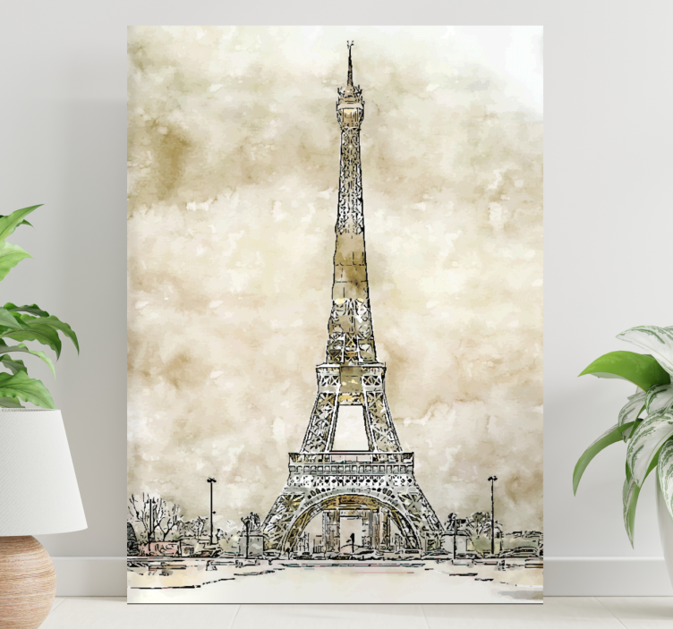 Cuadro ciudades Pintura de la torre eiffel de acuarela - TenVinilo