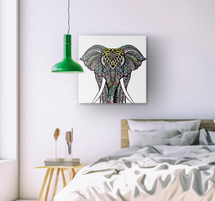 Cuadro elefante Elefante étnico multicolor - TenVinilo