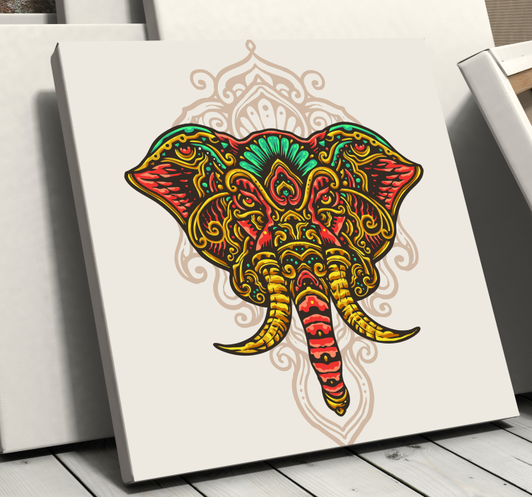 Cuadro elefante Elefantes mandala indio multicolor - TenVinilo