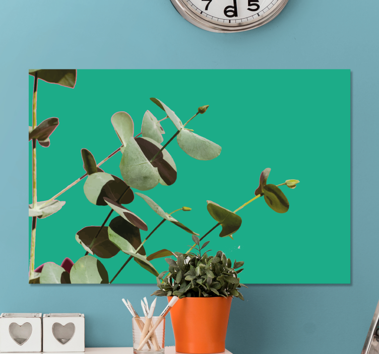 Cuadro de flores arreglo de hojas de eucalipto - TenVinilo