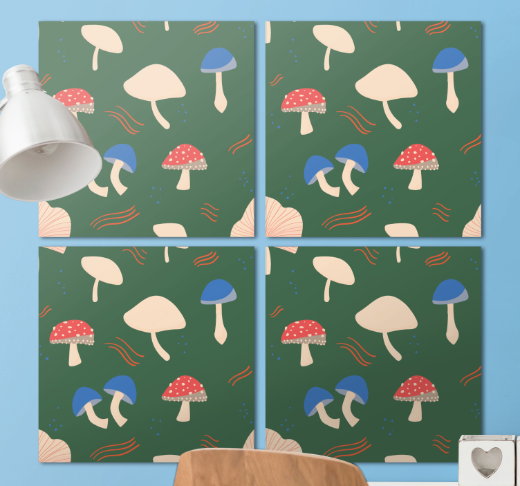 Cuadro de flores con patrones de setas - TenVinilo