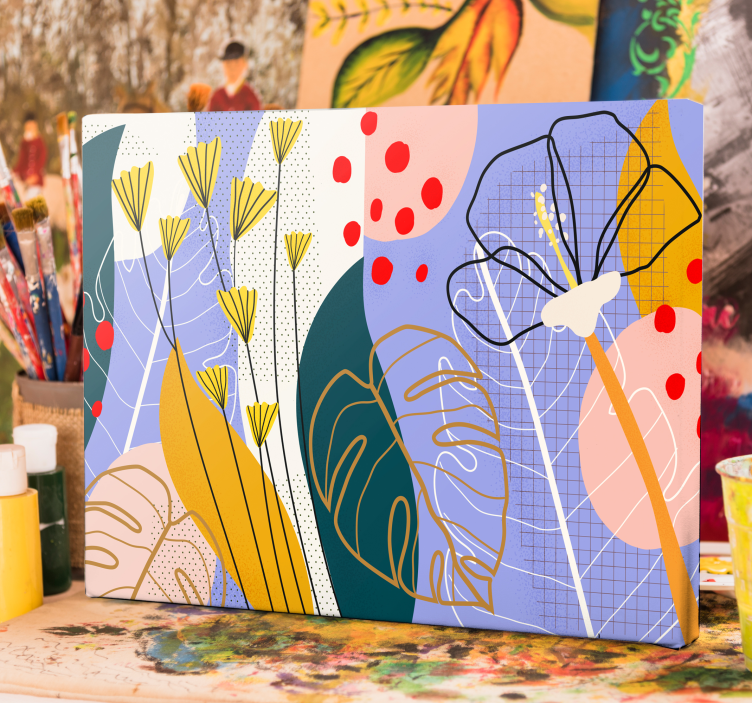 Cuadro de flores y hojas de colores - TenVinilo