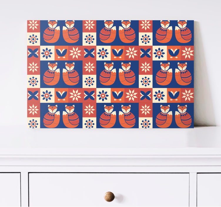 Cuadro de gatos patrón felino amigable - TenVinilo