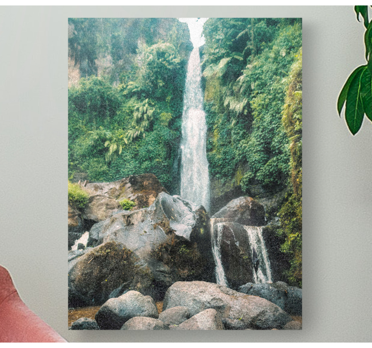 Cuadro paisajes Cascada cayendo sobre una roca - TenVinilo