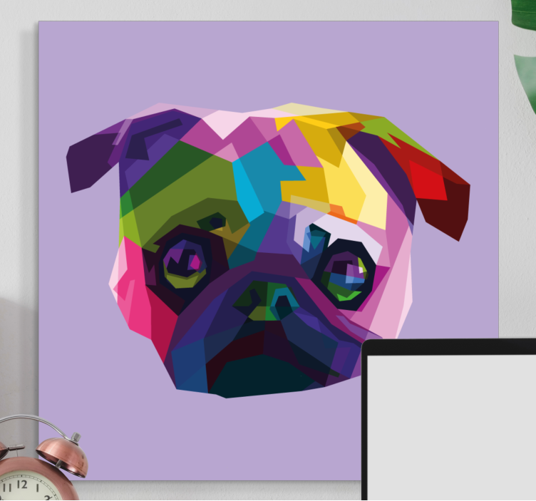 Cuadro de perro cara de pug colorida - TenVinilo