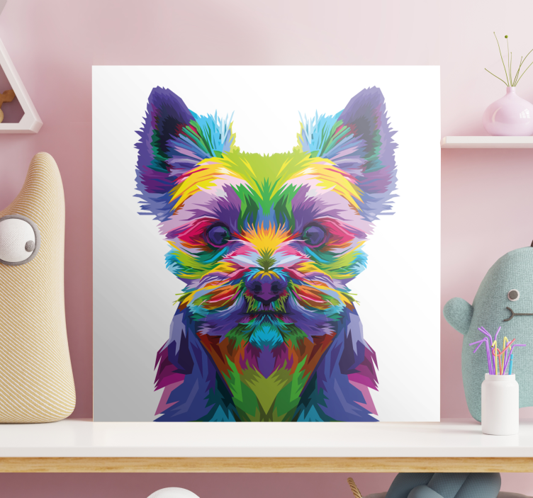 Cuadro de perro ilustración canina vibrante - TenVinilo
