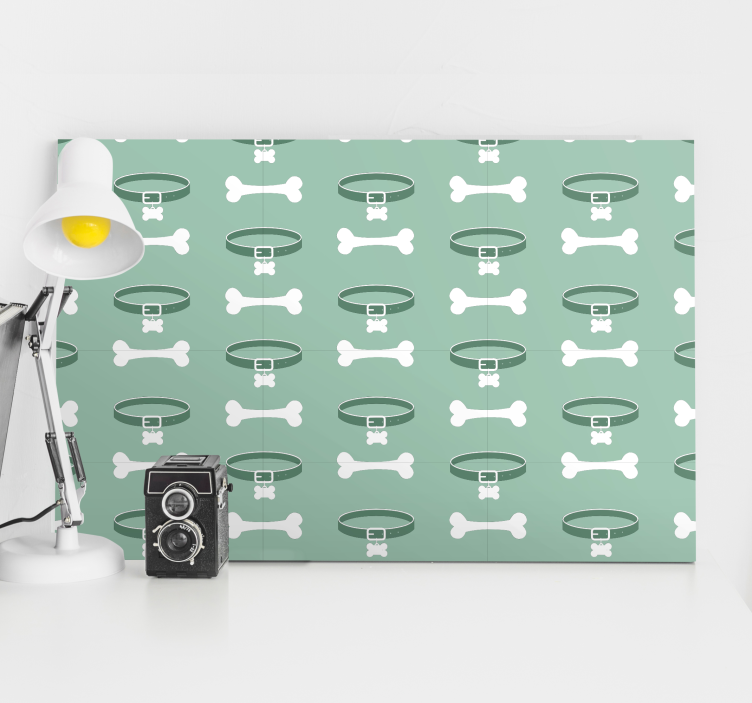 Cuadro de perro patrón de huesos y collar - TenVinilo