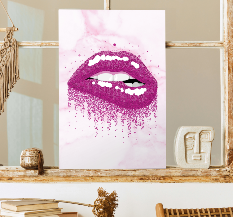 Cuadro moderno Labios abstractos tonos rosados - TenVinilo