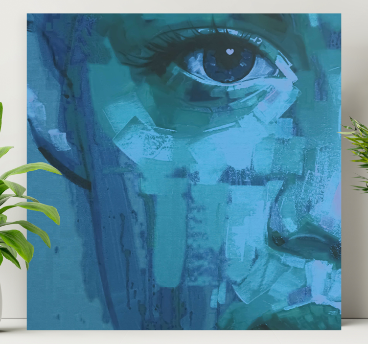 Cuadro moderno Niña pintada de azul - TenVinilo